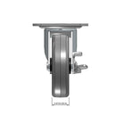 Top dimensioned CAD view of a Shepherd Casters 3" x 0.8125" wide wheel Swivel caster with 2-5/8" x 3-3/4" top plate, with a side locking brake, Thermoplastic Rubber wheel and 110 lb. capacity part