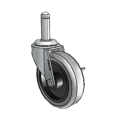 USA 3"x0.8125" TPR Wheel Side-Lock Caster with 7/16"x1-7/16" Grip Ring