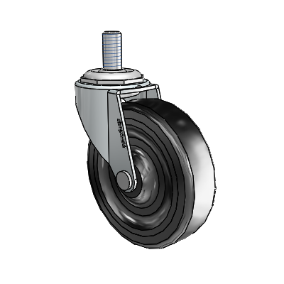 USA 3"x0.8125" Soft Rubber Wheel Caster with 3/8"-16UNCx3/4" Thread