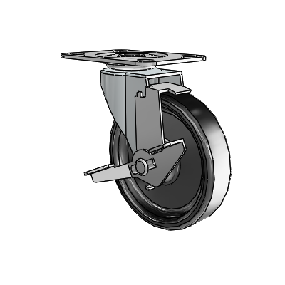 USA 4"x0.9375" Polyolefin Wheel Side-Lock Caster with 2.625"x3.75" Plate