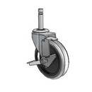 USA 4"x0.9375" TPR Wheel Side-Lock Caster with 7/16"x2", with Brass Band Grip Ring