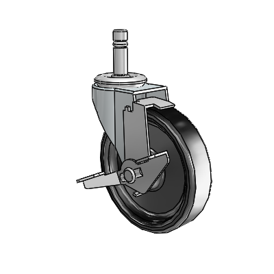 USA 4"x0.9375" Polyolefin Wheel Side-Lock Caster with 7/16"x1-3/8" Brass Band