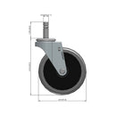 Front dimensioned CAD view of a Shepherd Casters 4" x 0.94" wide wheel Swivel caster with 7/16" x 1-3/8" brass band, without a brake, Thermoplastic Rubber wheel and 125 lb. capacity part