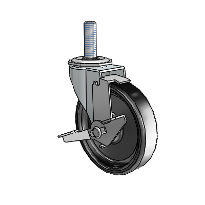USA 4"x0.9375" Polyolefin Wheel Side-Lock Caster with 1/2"x1.5" Thread