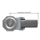 Side dimensioned CAD view of a Shepherd Casters 4" x 0.94" wide wheel Swivel caster with 1/2"-13 x 1-1/2" stud, without a brake, Thermoplastic Rubber wheel and 125 lb. capacity part
