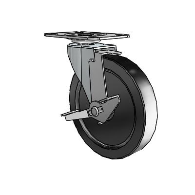 USA 5"x0.9375" Polyolefin Wheel Side-Lock Caster with 2.625"x3.75" Plate