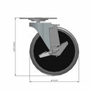 5"x1" TPR Wheel Side Locking Plate Mount Caster USA-Made