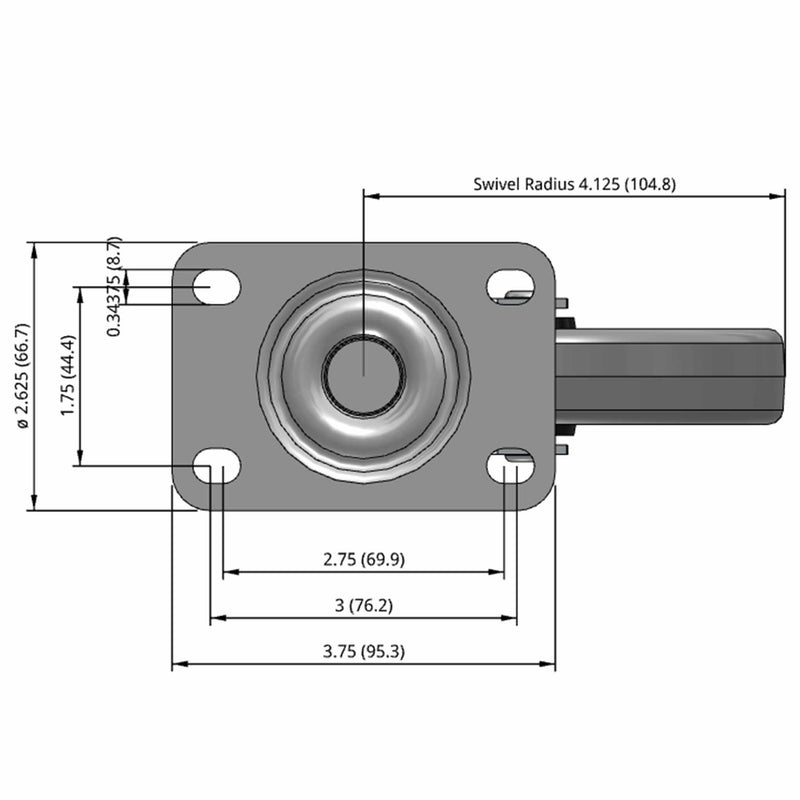 5"x1" TPR Wheel Swivel Plate Mount Caster USA-Made