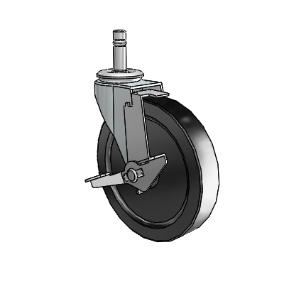 USA 5"x0.9375" Polyolefin Wheel Side-Lock Caster with 7/16"x1-3/8" Brass Band