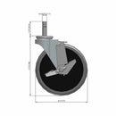 5"x1" TPR Wheel Side Locking 7/16"x1-3/8" Brass Band Caster USA-Made