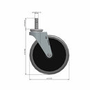 5"x1" TPR Wheel Swivel 7/16"x1-3/8" Brass Band Caster USA-Made