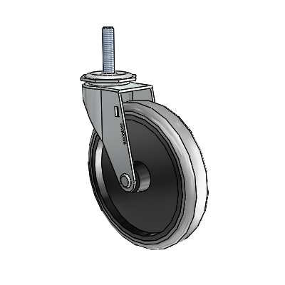 USA 5"x0.9375" TPR Wheel Caster with 3/8"-16UNCx1-1/2" Thread