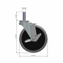 5"x1" TPR Wheel Side Locking 1/2"x1.5" Threaded Stem Caster USA-Made