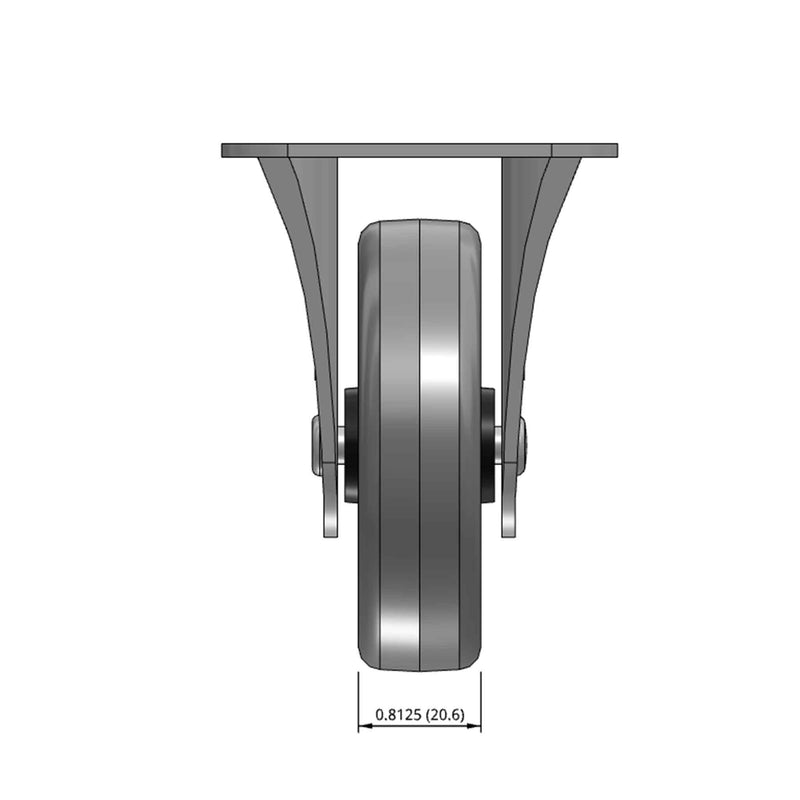 Top dimensioned CAD view of a Shepherd Casters 3" x 0.8125" wide wheel Rigid caster with 2-5/8" x 3-3/4" top plate, without a brake, Thermoplastic Rubber wheel and 110 lb. capacity part