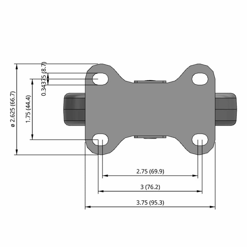 5"x1" TPR Wheel Rigid Plate Mount Caster USA-Made