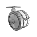 100mm High-Load Floor-Protective Grey Twin Wheel with Brake and 2-3/16"x2-9/16" Plate