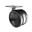 100mm High-Load Floor-Protective Black Twin Wheel with 2.625"x3.75" Plate