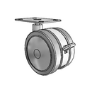 100mm High-Load Floor-Protective Grey Twin Wheel with Brake and 2.625"x3.75" Plate