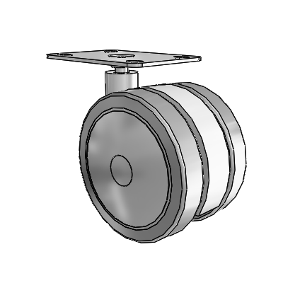 100mm High-Load Floor-Protective Grey Twin Wheel with 2.625"x3.75" Plate