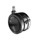 100mm High-Load Floor-Protective Black Twin Wheel with Brake and 7/16"x7/8" Grip Ring