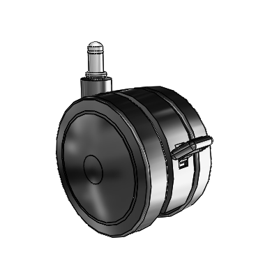 100mm High-Load Floor-Protective Black Twin Wheel with Brake and 7/16"x7/8" Grip Ring