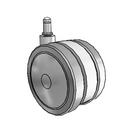 100mm High-Load Floor-Protective Grey Twin Wheel with 7/16"x7/8" Grip Ring