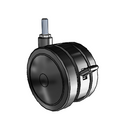 100mm Floor-Protective Black Twin Wheel Brake Caster, 3/8" x 1" Thread