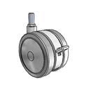 100mm High-Load Floor-Protective Grey Twin Wheel with Brake and 1/2"-13UNCx1" Thread