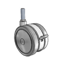 100mm High-Load Floor-Protective Grey Twin Wheel with Brake and 1/2"x1.5" Thread