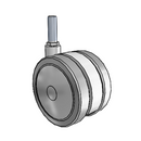 100mm High-Load Floor-Protective Grey Twin Wheel with 1/2"x1.5" Thread