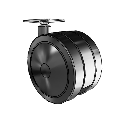 125mm High-Load Floor-Protective Black Twin Wheel with 2-3/16"x2-9/16" Plate
