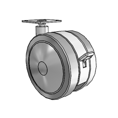 125mm High-Load Floor-Protective Grey Twin Wheel with Brake and 2-3/16"x2-9/16" Plate