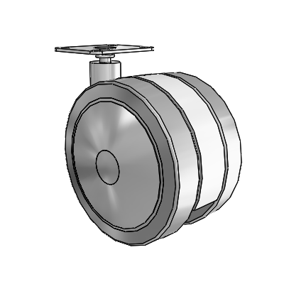 125mm High-Load Floor-Protective Grey Twin Wheel with 2-3/16"x2-9/16" Plate