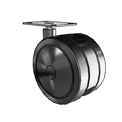125mm High-Load Floor-Protective Black Twin Wheel with 2.625"x3.75" Plate