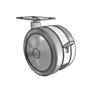 125mm High-Load Floor-Protective Grey Twin Wheel with Brake and 2.625"x3.75" Plate