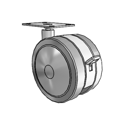 125mm High-Load Floor-Protective Grey Twin Wheel with Brake and 2.625"x3.75" Plate