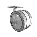 125mm High-Load Floor-Protective Grey Twin Wheel with 2.625"x3.75" Plate