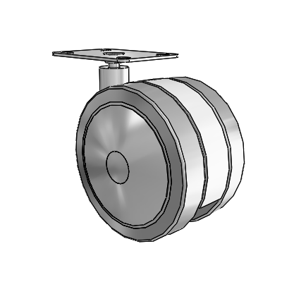 125mm High-Load Floor-Protective Grey Twin Wheel with 2.625"x3.75" Plate