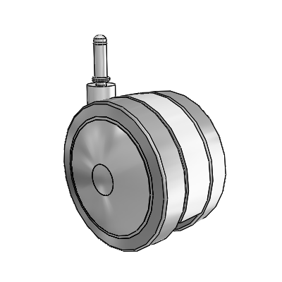 125mm High-Load Floor-Protective Grey Twin Wheel with 7/16"x1-7/16" Grip Ring