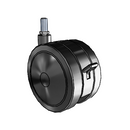 125mm High-Load Floor-Protective Black Twin Wheel with Brake and 1/2"-13UNCx1" Thread