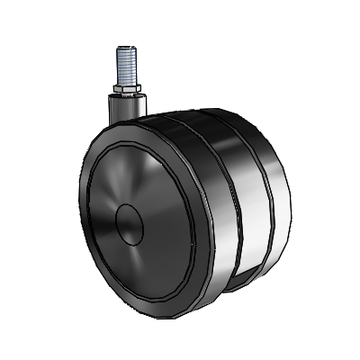 125mm High-Load Floor-Protective Black Twin Wheel with 1/2"-13UNCx1" Thread