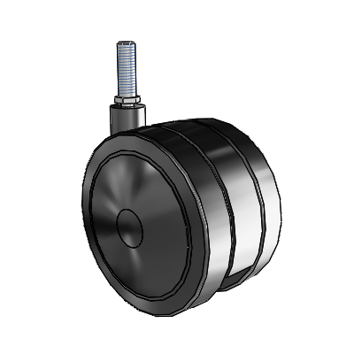 125mm High-Load Floor-Protective Black Twin Wheel with 1/2"x1.5" Thread
