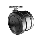 75mm High-Load Floor-Protective Black Twin Wheel with 1.5"x1.5" Plate