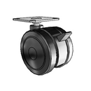 75mm High-Load Floor-Protective Black Twin Wheel with Brake and 2-3/16"x2-9/16" Plate