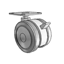 75mm High-Load Floor-Protective Grey Twin Wheel with Brake and 2-3/16"x2-9/16" Plate