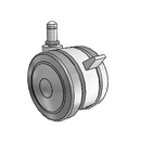 75mm High-Load Floor-Protective Grey Twin Wheel with Brake and 7/16"x7/8" Grip Ring