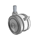 75mm High-Load Floor-Protective Grey Twin Wheel with Brake and 1/2"-13UNCx1" Thread
