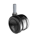 75mm High-Load Floor-Protective Black Twin Wheel with 1/2"x1.5" Thread