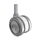 75mm High-Load Floor-Protective Grey Twin Wheel with 1/2"x1.5" Thread