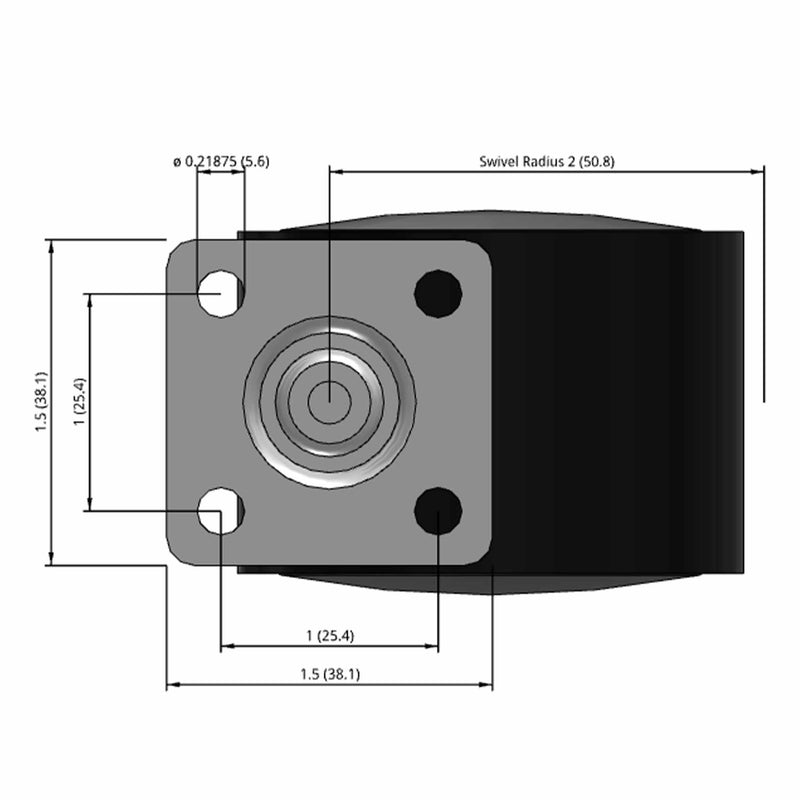 50mm Nylon Swivel Twin Wheel Caster with 1.5"x1.5" Top Plate
